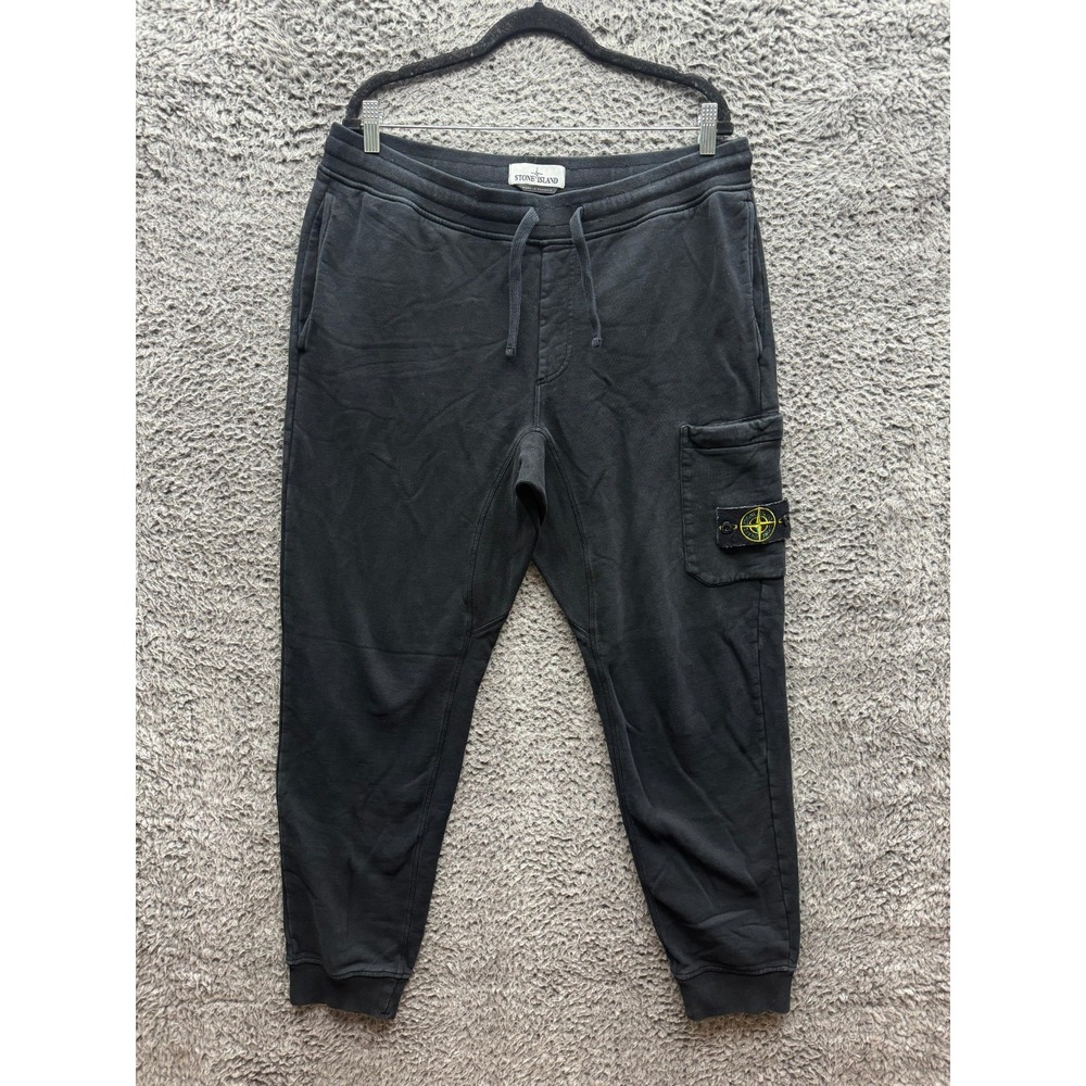 Stone Island Authentic Compass Patch Drawstring Track Pants Black Mens Size XL‎
